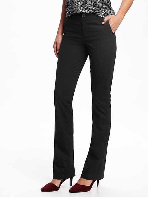 Mid-Rise Boot-Cut Khakis for Women - Blackjack