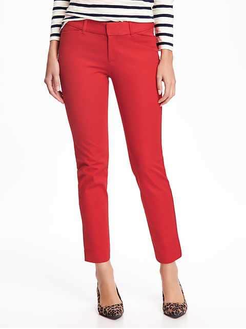 Mid-Rise Pixie Ankle Pants for Women - Robbie Red