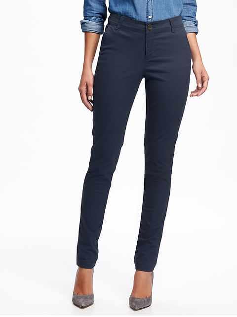 Mid-Rise Skinny Everyday Khakis for Women - Classic Navy