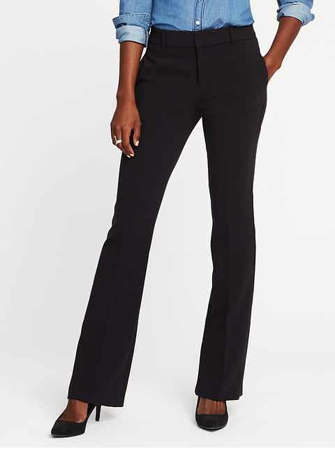 Mid-Rise Slim Flare Harper Full-Length Pants for Women - Black