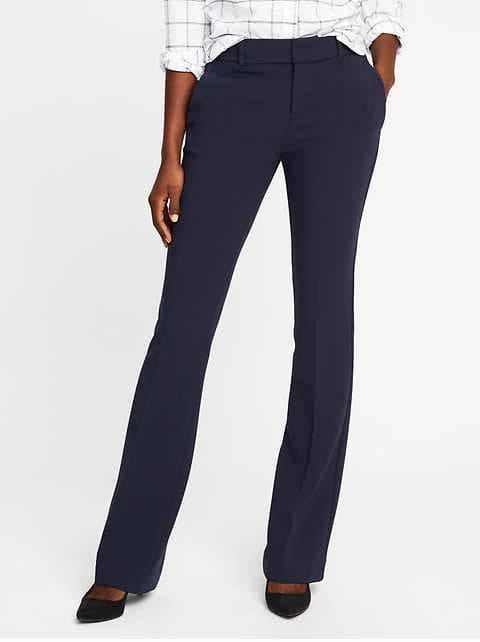 Mid-Rise Slim Flare Harper Full-Length Pants for Women - In the Navy