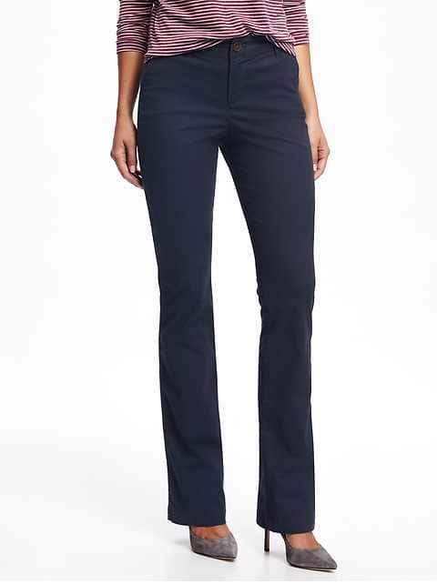Mid-Rise Boot-Cut Khakis for Women - Classic Navy