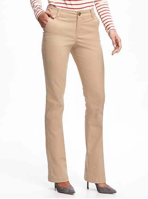 Mid-Rise Boot-Cut Khakis for Women - Rolled Oats
