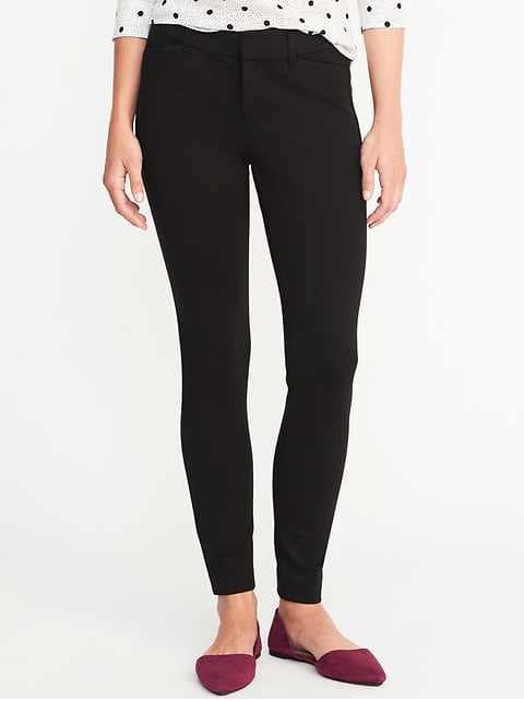 Mid-Rise Built-In Sculpt Ponte-Knit Pixie Ankle Pants for Women - Black