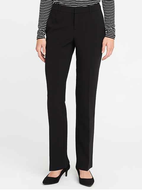 Mid-Rise Harper Full-Length Pants for Women - Black